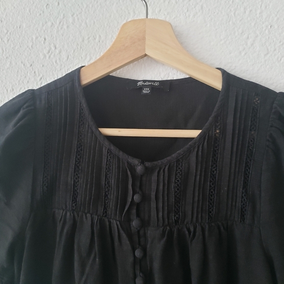 MADEWELL Black Pleated Button Front Shift DressDress XXS - Picture 6 of 14
